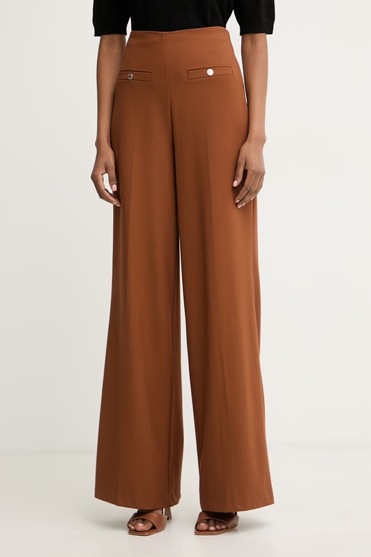 Morgan spodnie damskie z wiskozą brązowy PCLIO.F