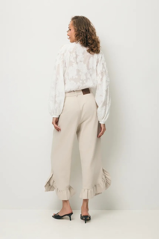 Odzież BIZUU spodnie palazzo damskie z bawełną NELLA NELLA.BEZOWY beżowy