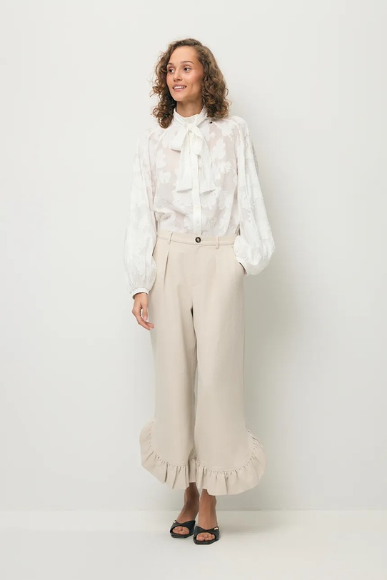 BIZUU spodnie palazzo damskie z bawełną NELLA NELLA.BEZOWY