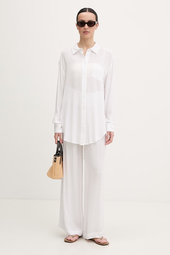 DKNY spodnie wide leg damskie DIE6C949 beżowy SS26