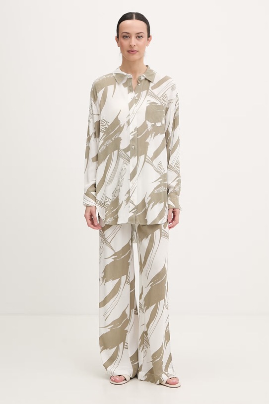 DKNY spodnie wide leg damskie DIE6C949 zielony SS26