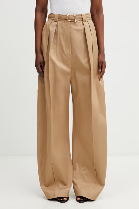 Sportmax Spxidoneo spodnie bawełniane damskie beżowy 2612131072600