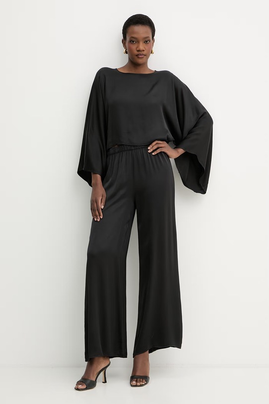 Haveone spodnie palazzo damskie z wiskozy PWG.Q011 czarny SS26