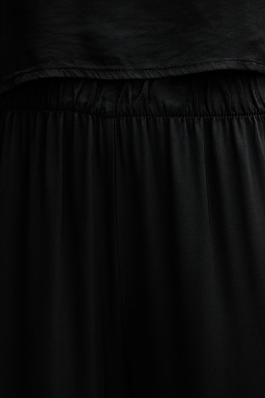 Haveone spodnie palazzo damskie z wiskozy czarny PWG.Q011