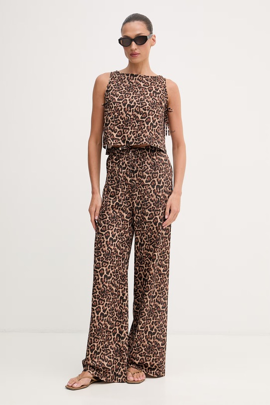 Paramidonna spodnie damskie lniane SS26LPLEO.1 brązowy SS26