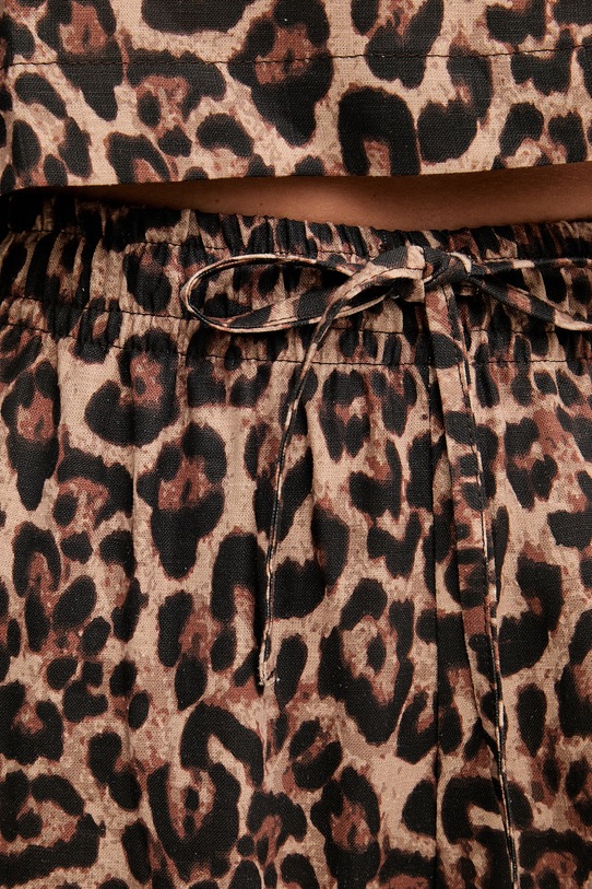 Paramidonna spodnie damskie lniane brązowy SS26LPLEO.1