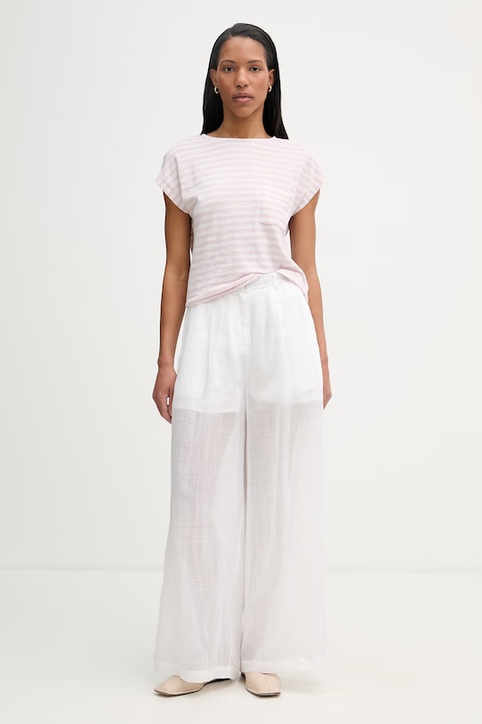 Isabelle Blanche spodnie straight damskie lniane IS26SS.P065.T017.MOD biały SS26