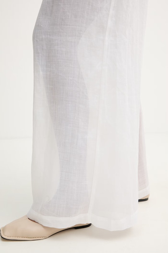 Isabelle Blanche spodnie straight damskie lniane biały IS26SS.P065.T017.MOD