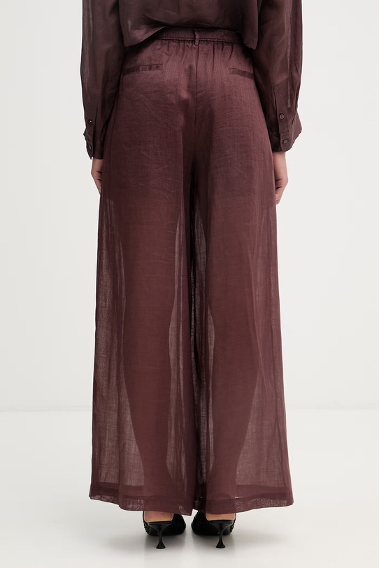 Odzież Isabelle Blanche spodnie straight damskie lniane IS26SS.P065.T017.MOD brązowy