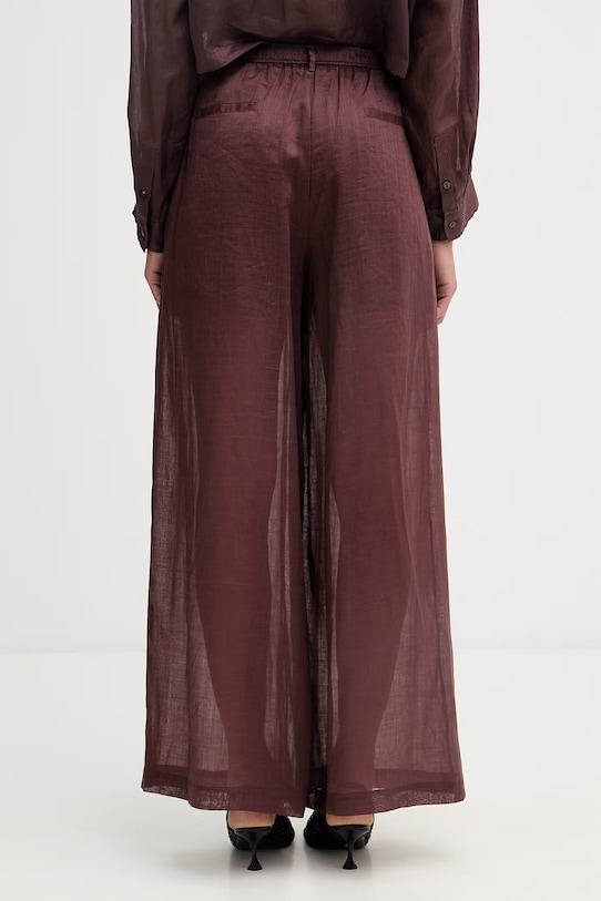 Odzież Isabelle Blanche spodnie straight damskie lniane IS26SS.P065.T017.MOD brązowy