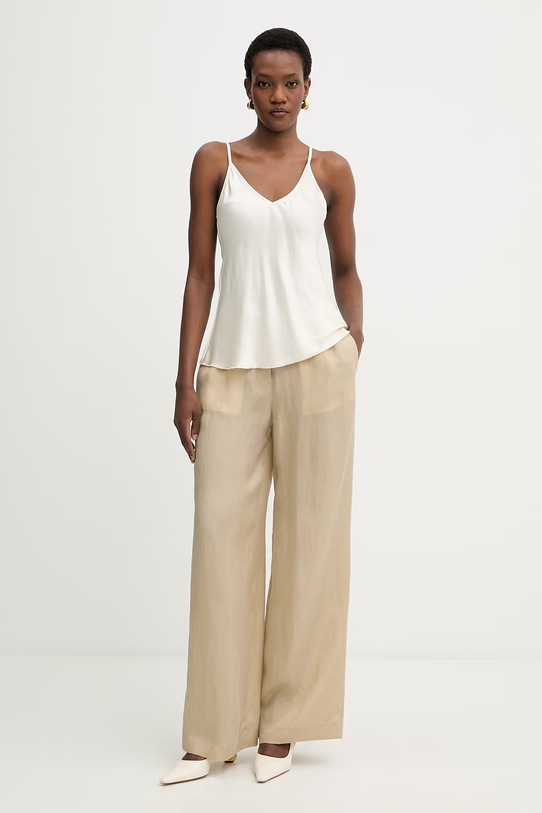 BOSS spodnie palazzo damskie z lyocellem Tavati2 102772 50556231 beżowy SS26