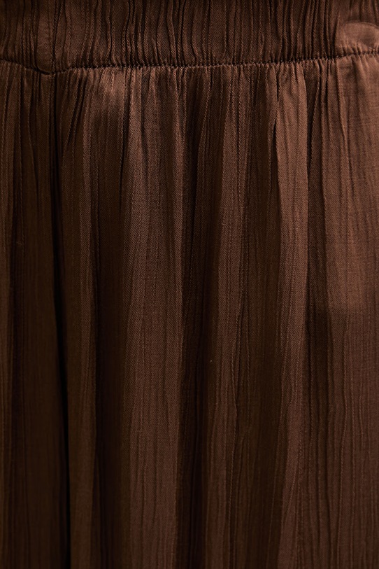 Haveone spodnie plisowane damskie z wiskozy brązowy PWG.Q008