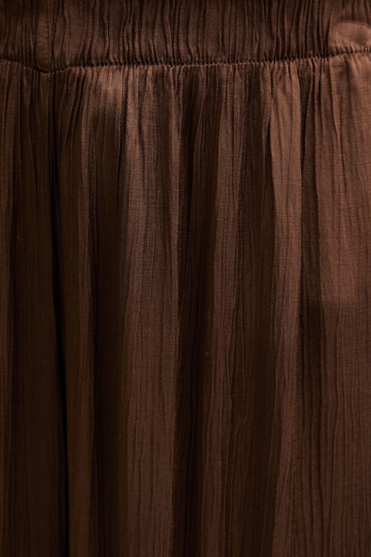 Haveone spodnie plisowane damskie z wiskozy brązowy PWG.Q008