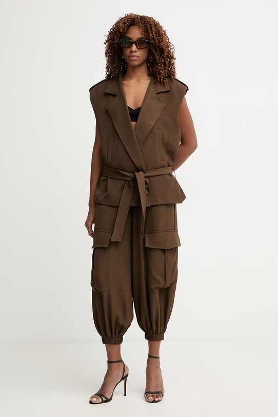 Haveone spodnie damskie PSO.Q060 brązowy SS26