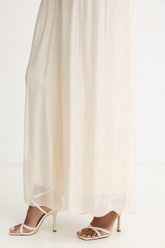 Odzież Haveone spodnie palazzo damskie z dodatkiem jedwabiu PCH.Q007 beżowy