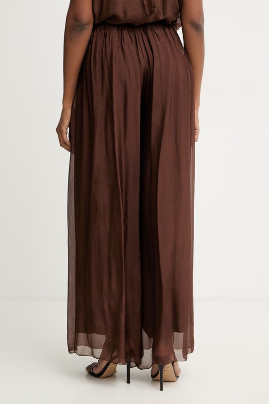 Odzież Haveone spodnie palazzo damskie z dodatkiem jedwabiu PCH.Q007 brązowy