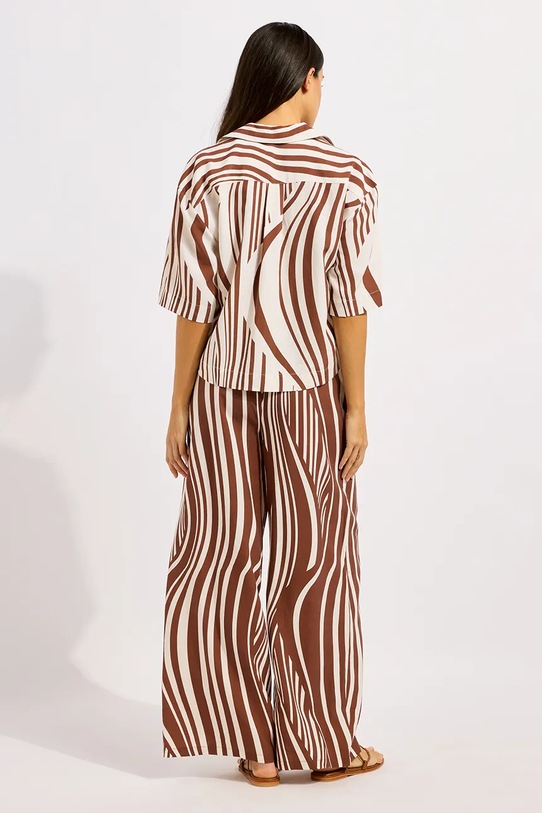 Seafolly kalhoty se širokými nohavicemi dámské Drawcord Wide 55541.PA hnědá SS26