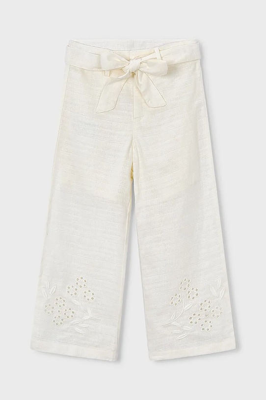 Mayoral spodnie z dodatkiem lnu dziecięce 3585.6B.Mini.PPY2 biały SS26