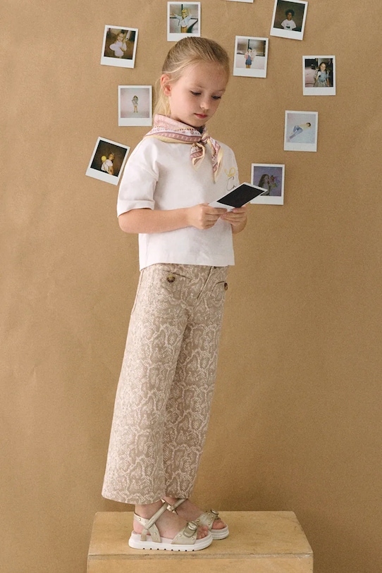 Mayoral spodnie bawełniane dziecięce beżowy 3587.6F.Mini.PPY2