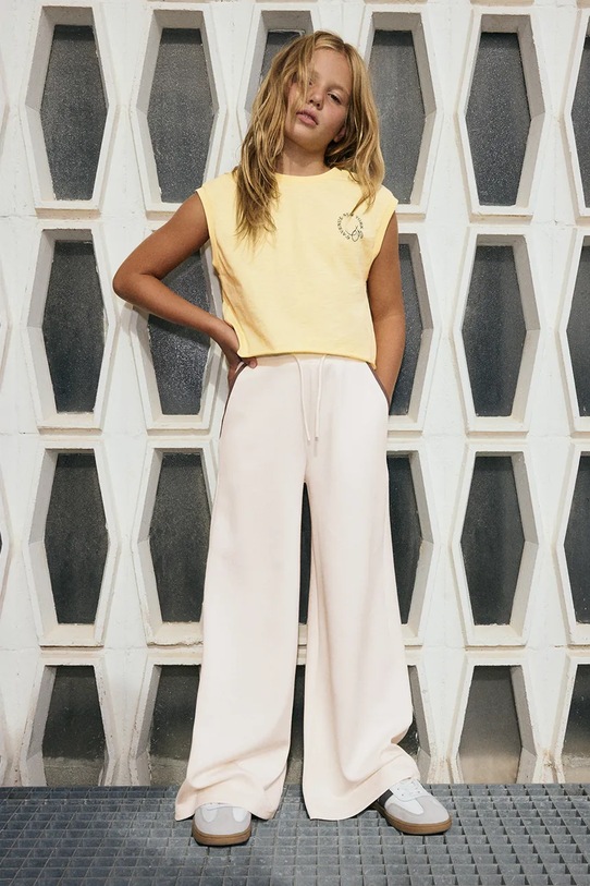 Mayoral spodnie dresowe dziecięce z elastanem beżowy 6555.8E.Junior.PPY2