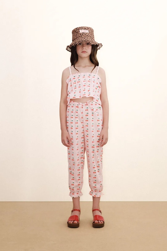 Tinycottons spodnie bawełniane dziecięce CHERRIES PANT SS26.276 różowy