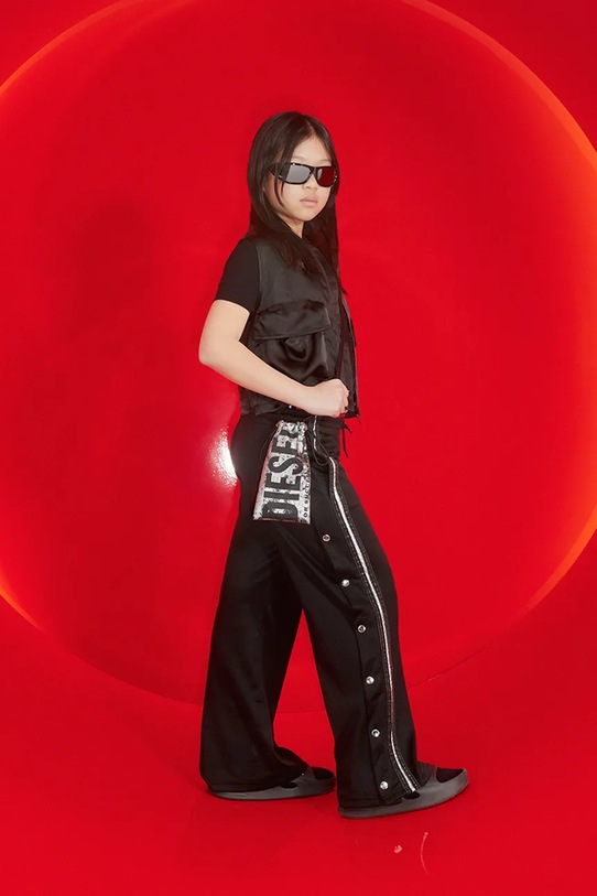 Dječji donji dio trenirke Diesel PREET TROUSERS tkanina crna J02666.KYA0H