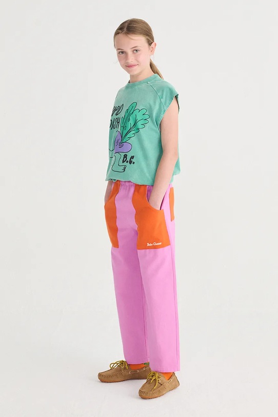 Bobo Choses spodnie dresowe bawełniane dziecięce bawełna fioletowy 126AC093