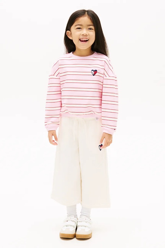 Djevojčice Tommy Hilfiger donji dio trenirke za djecu od pamuka KG0KG09244.98.122.PPY2 bijela