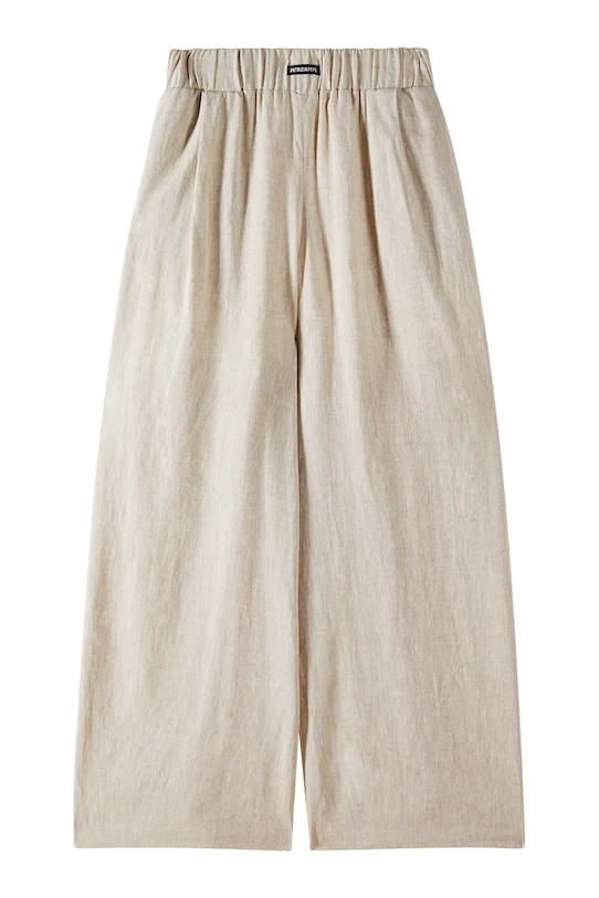 Patrizia Pepe spodnie wide leg dziecięce z domieszką lnu A713 7P0420 beżowy SS26