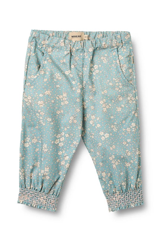 Wheat spodnie bawełniane niemowlęce wzorzyste niebieski 4701.222.GOTS