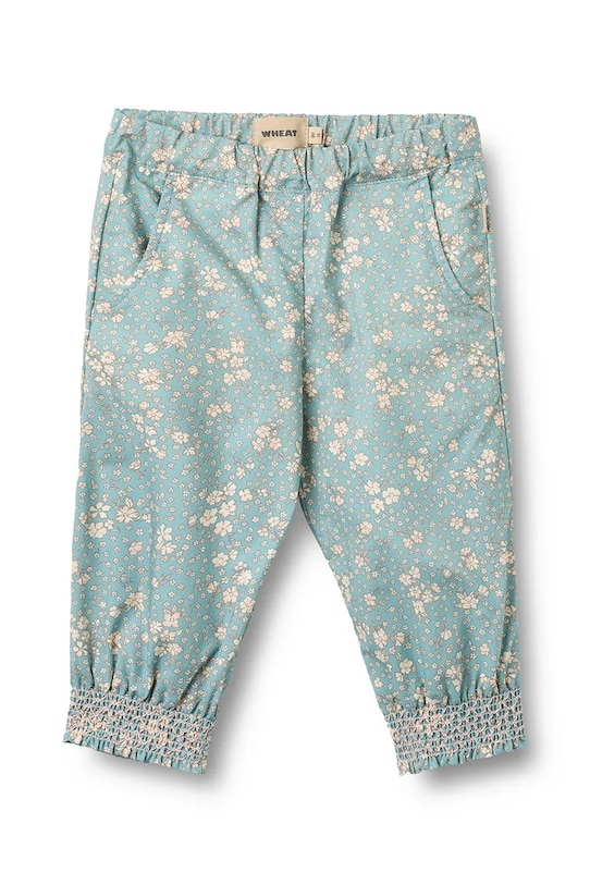Wheat spodnie bawełniane niemowlęce wzorzyste niebieski 4701.222.GOTS