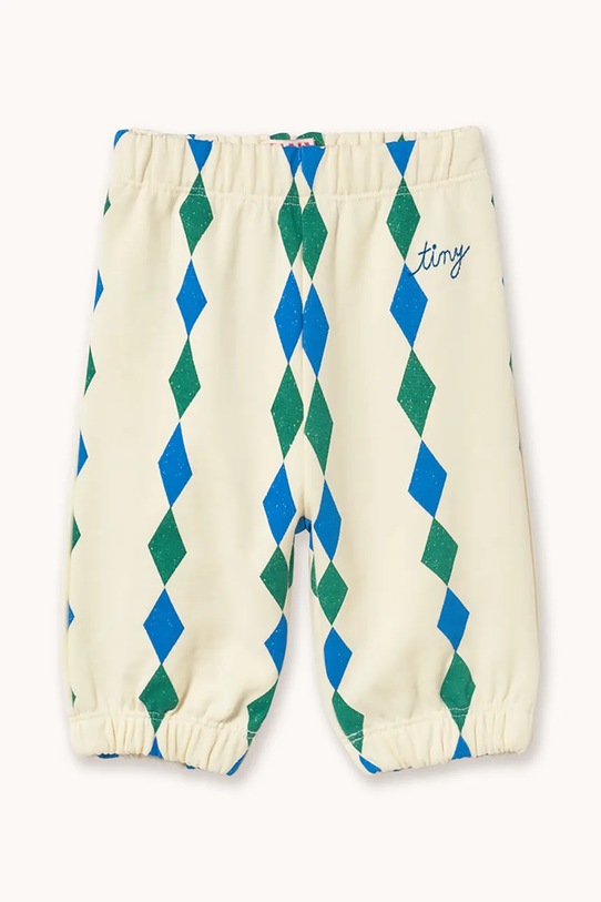 Tinycottons spodnie dresowe bawełniane dziecięce DIAMONDS BABY SWEATPANT wzorzyste beżowy SS26.146