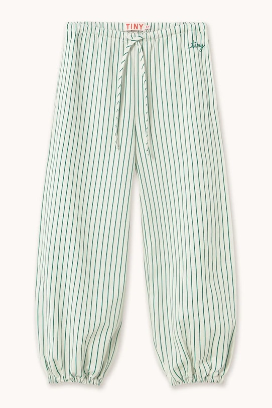 Tinycottons spodnie z dodatkiem lnu dziecięce EMERALD STRIPES PANT SS26.244 biały SS26