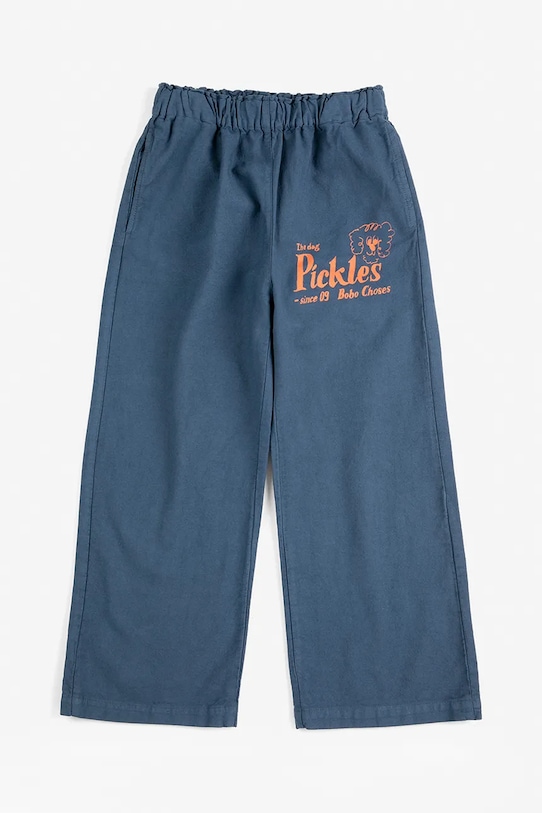 Bobo Choses gyerek pamut melegítőnadrág Pickles The Dog 126AC090 sötétkék SS26