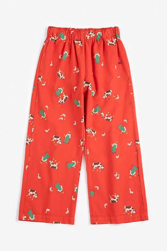 Bobo Choses spodnie bawełniane dziecięce Farm Adventure 126AC091 czerwony SS26