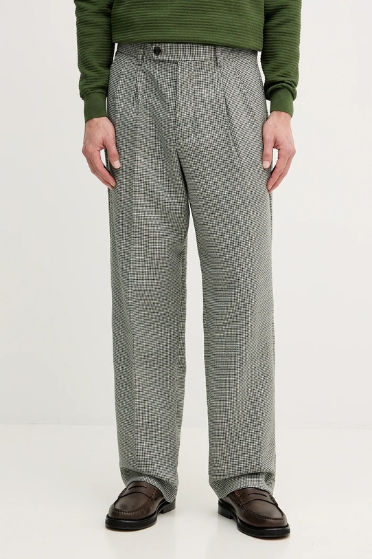 Tommy Hilfiger spodnie wełniane tkanina zielony MW0MW42580