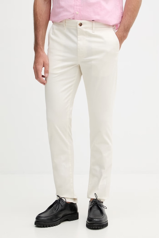 Tommy Hilfiger nohavice slim fit pánske s bavlnou béžová MW0MW41924