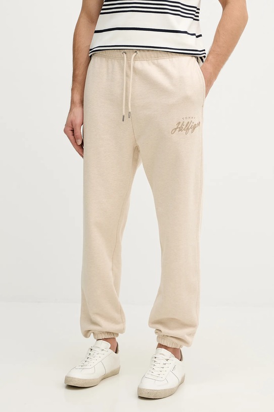 Tommy Hilfiger spodnie dresowe bawełniane bawełna beżowy MW0MW42537