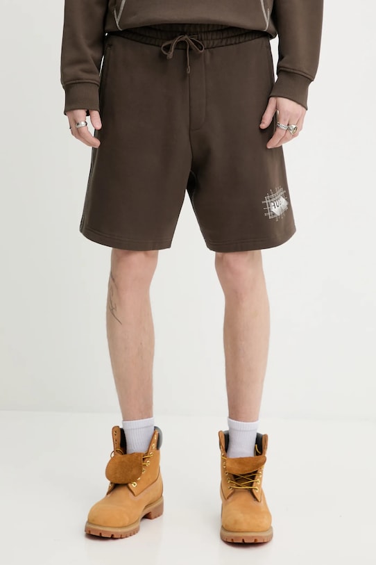 Hugo Blue szorty bawełniane nadruk brązowy 50553499
