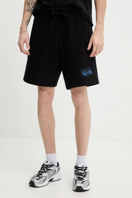 Hugo Blue szorty bawełniane nadruk czarny 50553499