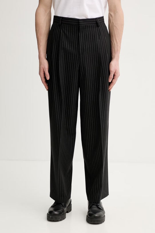 HUGO spodnie z dodatkiem wełny Fedix251 prosty czarny 50554660