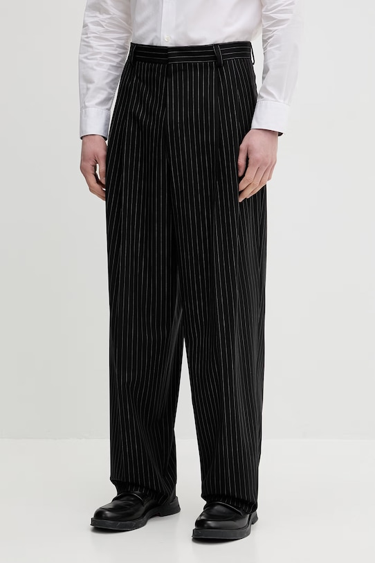 Nohavice s prímesou vlny HUGO Fedix251 jednoduchý čierna 50554660