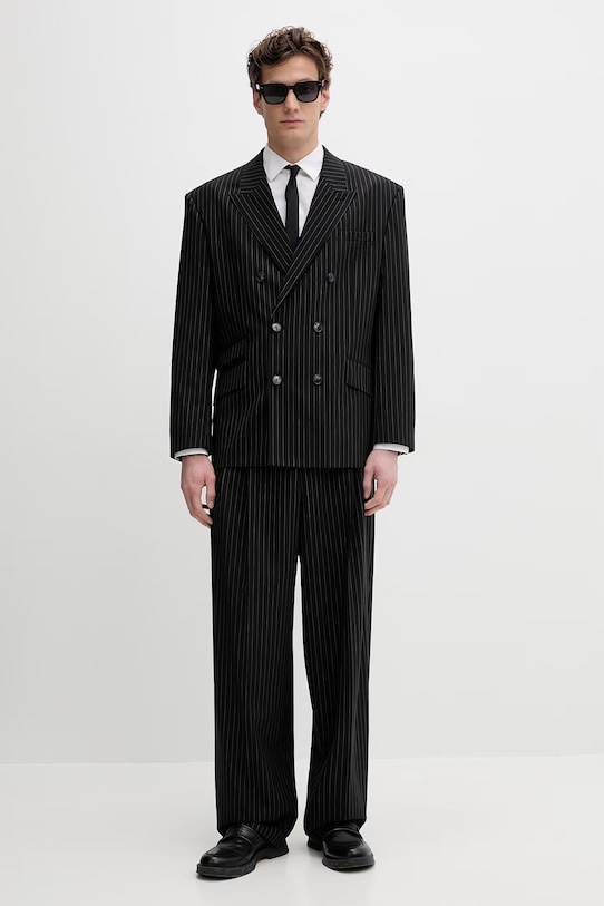 Nohavice s prímesou vlny HUGO Fedix251 50554660 čierna SS26