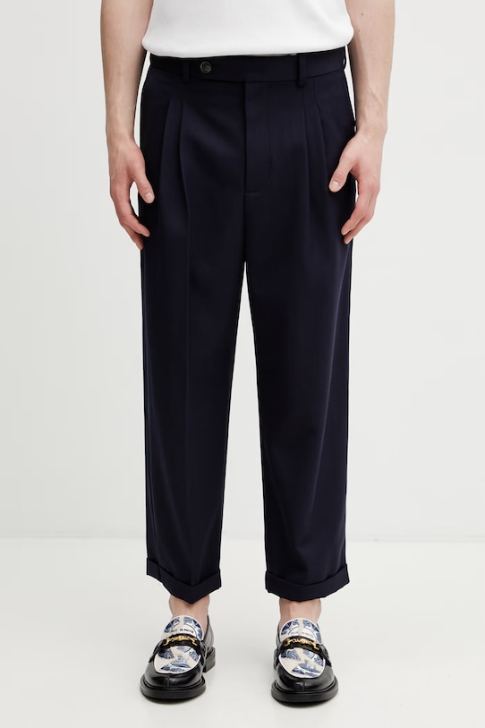 Drôle de Monsieur pantaloni pentru bărbați, cu amestec de lână bleumarin K.BP192.PL144.NY