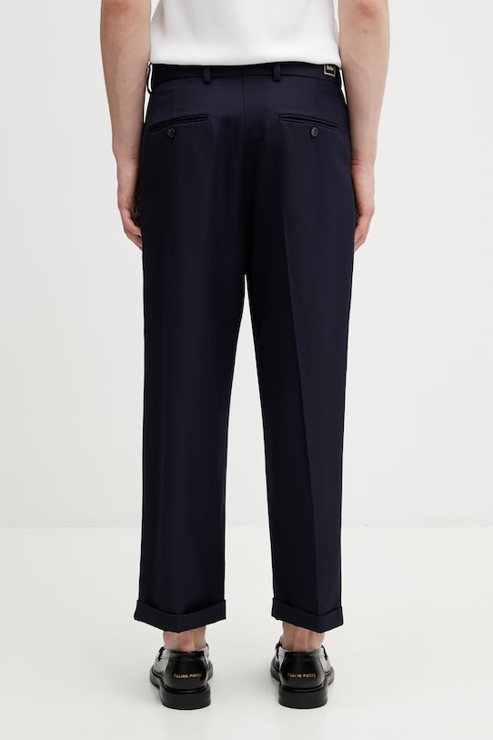 Îmbrăcăminte Drôle de Monsieur pantaloni pentru bărbați, cu amestec de lână K.BP192.PL144.NY bleumarin