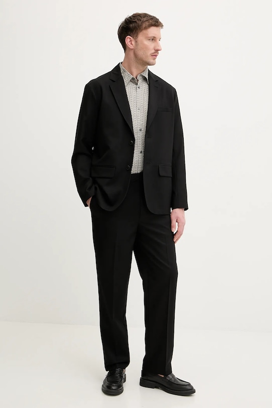 Armani Exchange spodnie z domieszką wełny XM001816.AF21302 czarny SS26