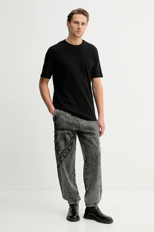 Diesel spodnie dresowe bawełniane P-MARKY-DEN A19324.0KIBZ szary SS26