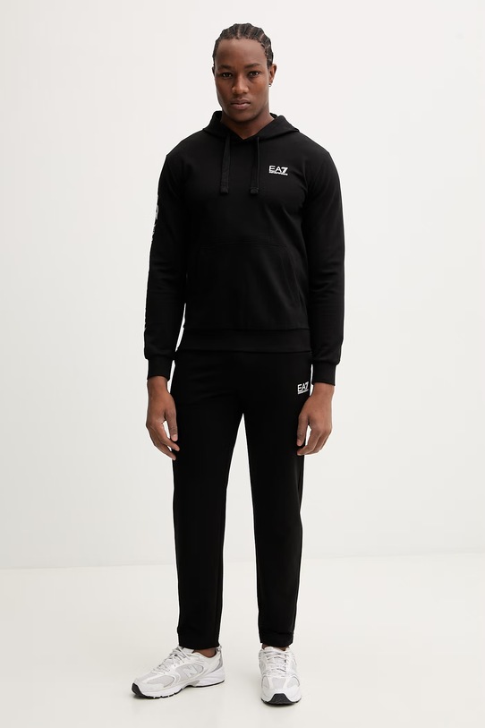 EA7 Emporio Armani spodnie dresowe bawełniane PJVRZ.8NPP65 czarny SS26