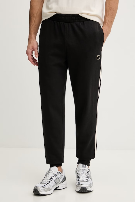 Puma spodnie dresowe męskie bawełniane Essential Elevated czarny 692055