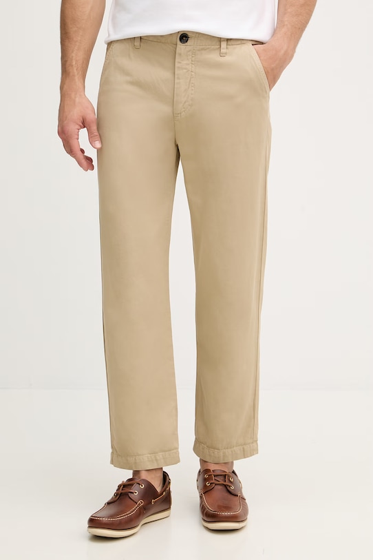 Mos Mosh spodnie męskie z lnem Jesper beżowy 510380